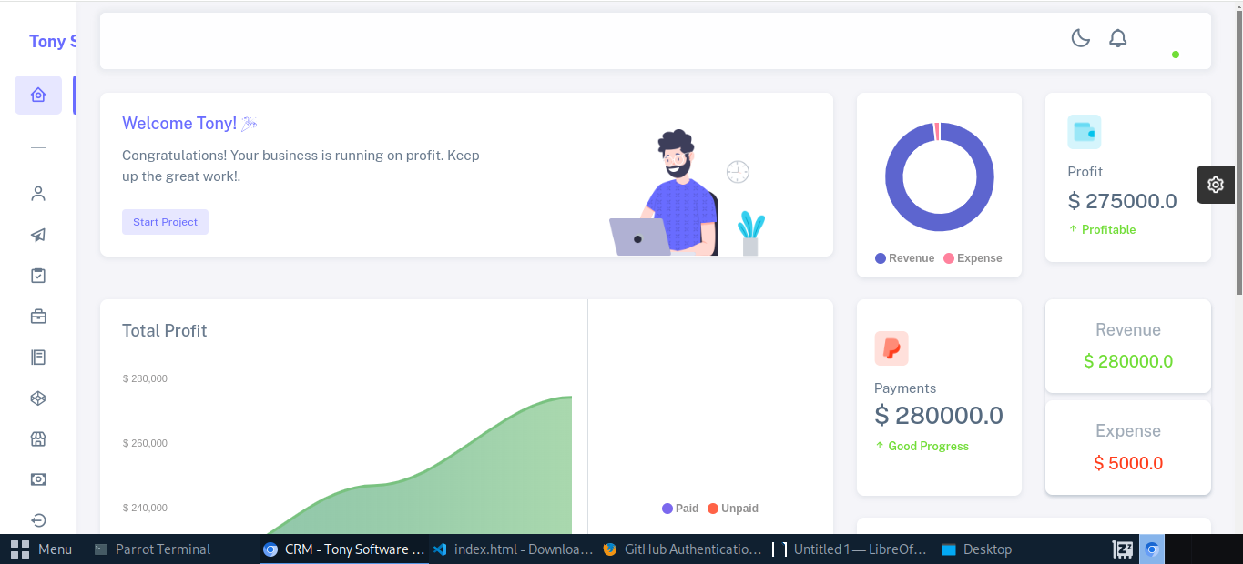 Customer relationship management dashboard for sales operations