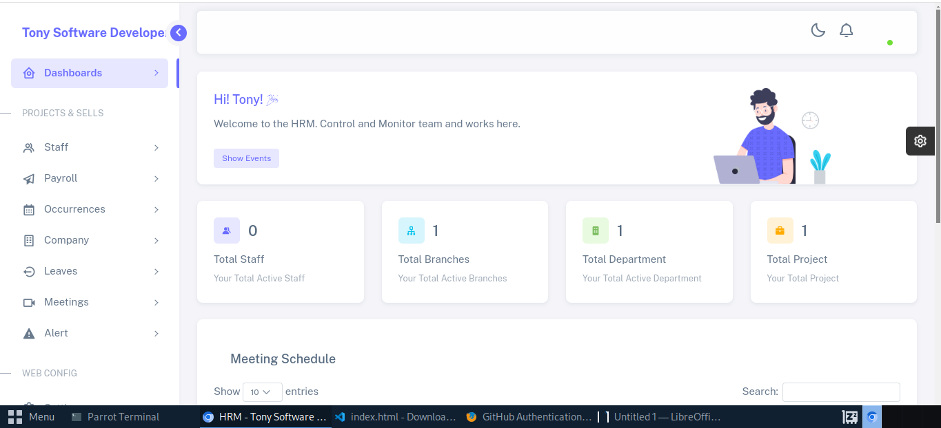Human resource and payroll management dashboard